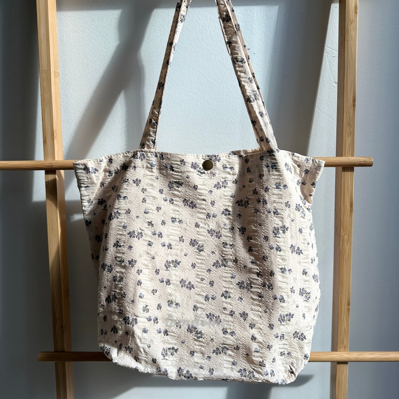 Floral Delight Tote Bag | Elegant Black & Beige Design with Purple Blooms | Perfect for Work School Everyday Chic | Gift for Her|Spring Gift - Image 4